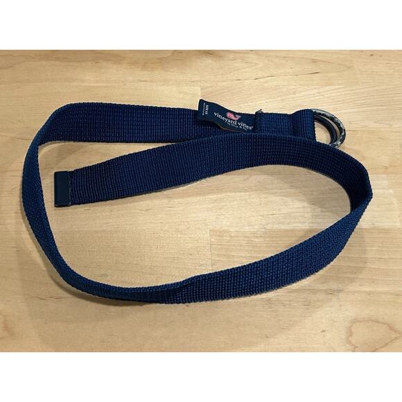 36" XS Vineyard Vines Belt Mens Faded Vine Textured Webbing D-Ring Navy Blue - Picture 1 of 5
